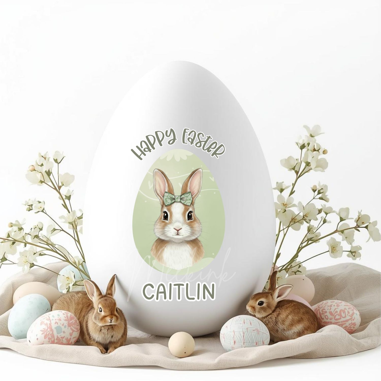 Easter Egg Bunny Sage Green DTF or UVDTF Decal