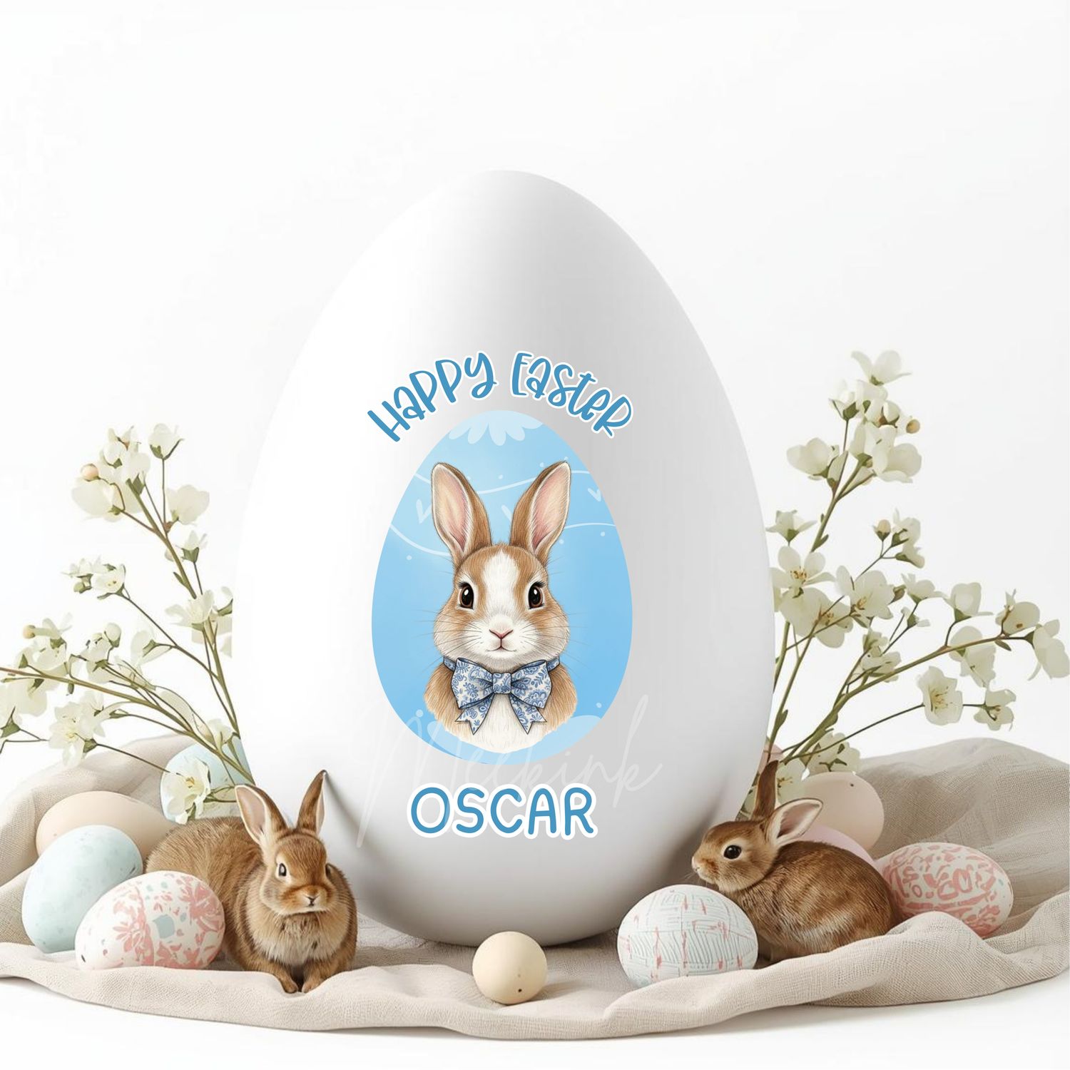 Easter Egg Bunny Blue DTF or UVDTF Decal
