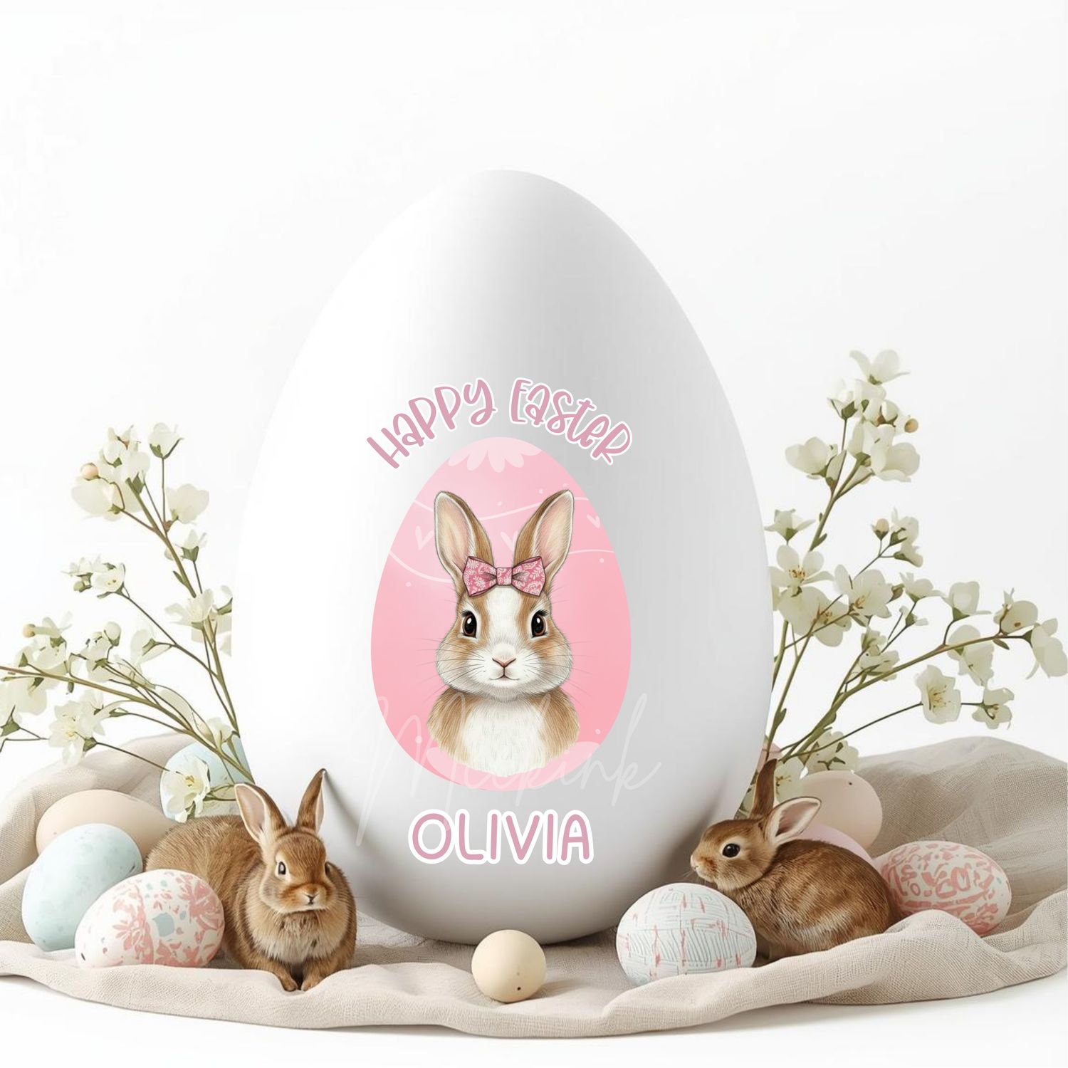 Easter Egg Bunny Pink DTF or UVDTF Decal