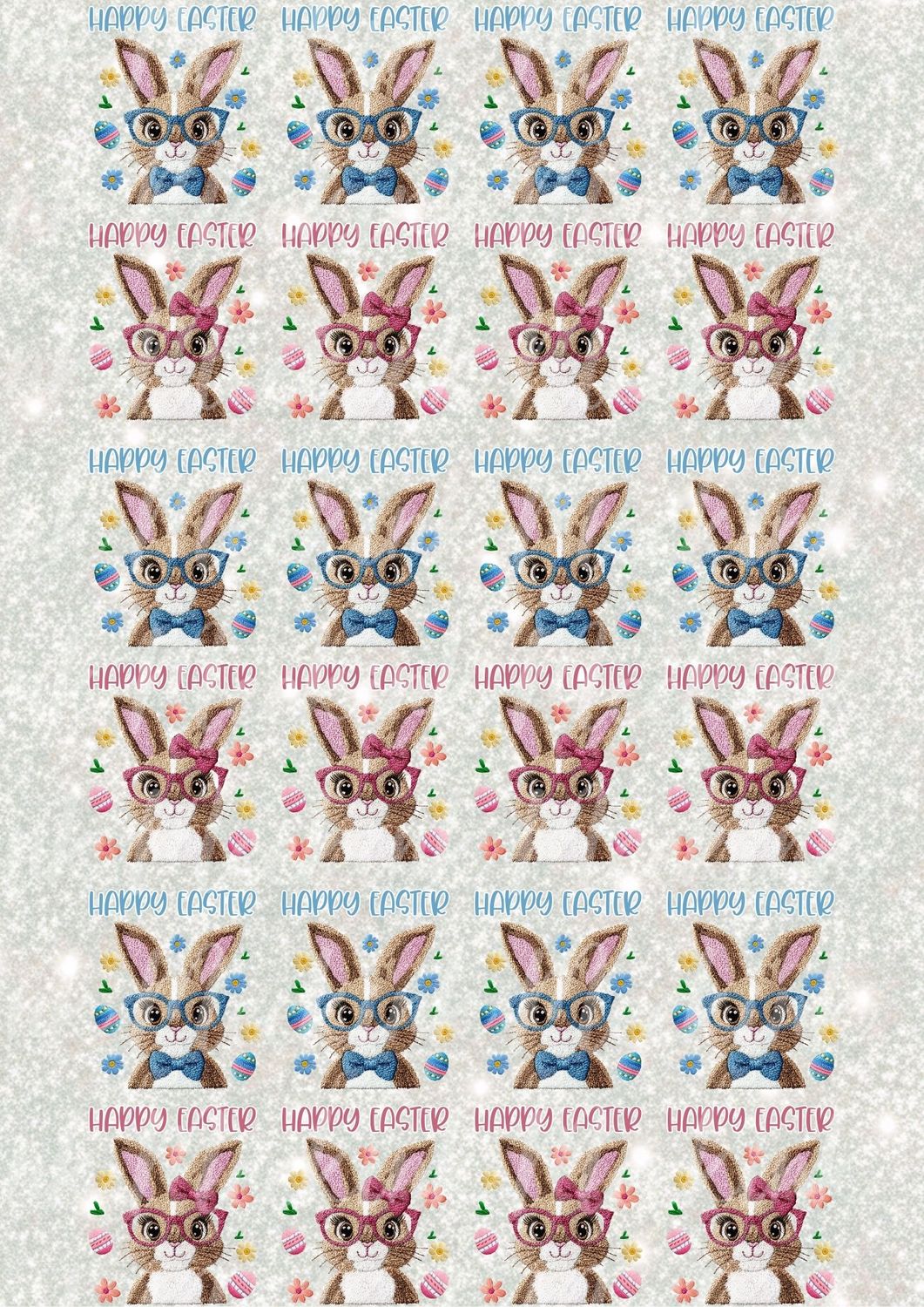 Happy Easter Faux Bunnies A3 UVDTF - DTF or SUB