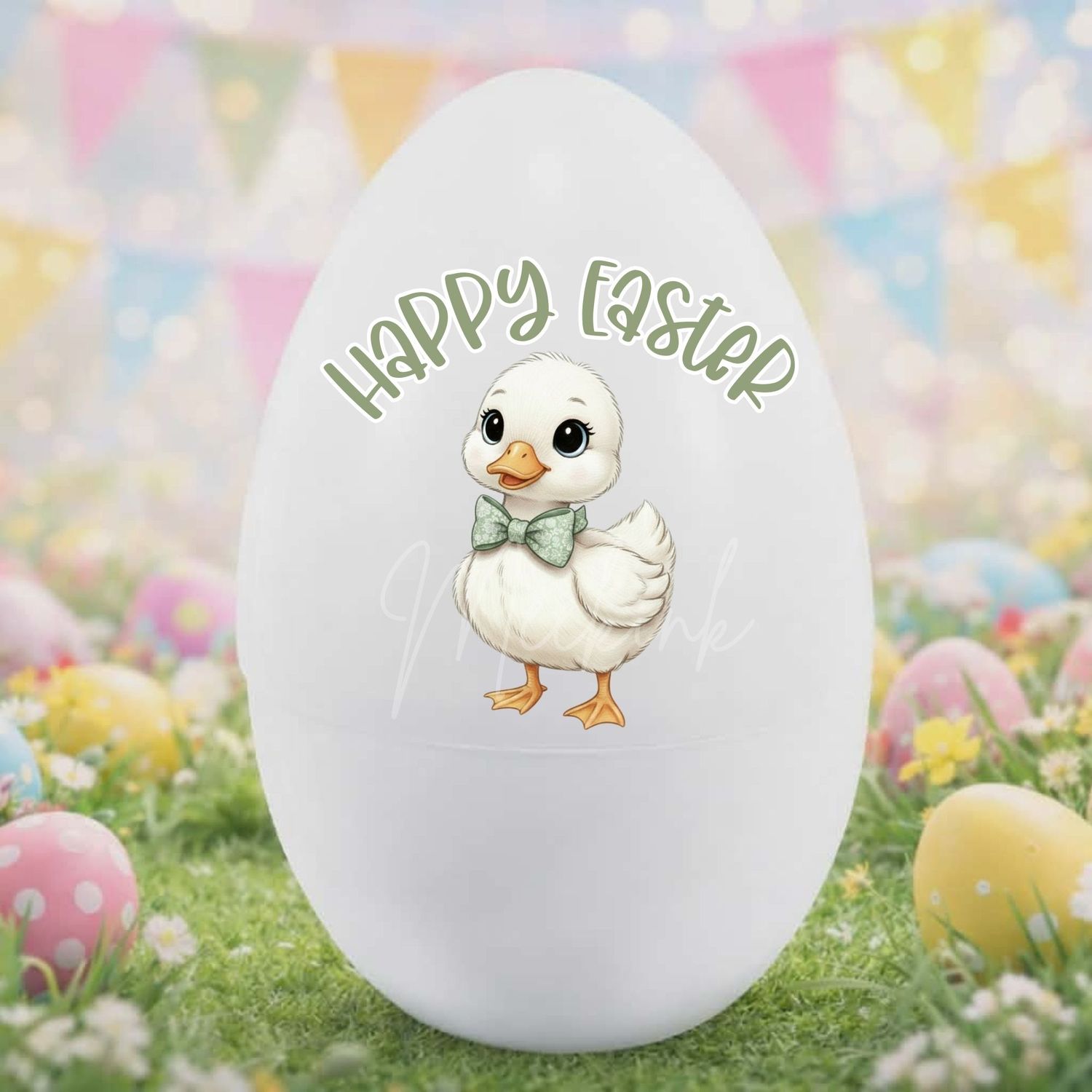 Happy Easter Sage Green Dicky Bow Duckling DTF or UVDTF Decal