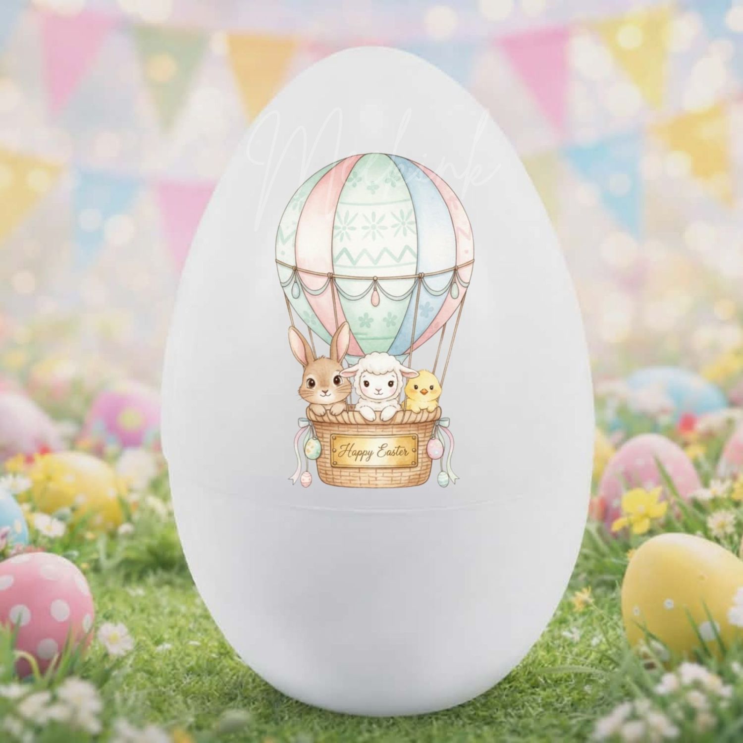 Easter Friends Hot Air Balloon DTF or UVDTF Decal