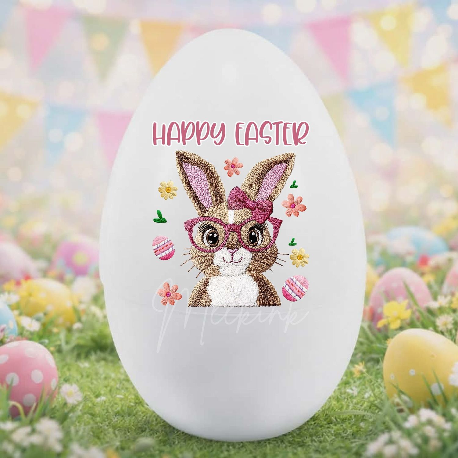 Happy Easter Pink Faux Bunny DTF or UVDTF Decal