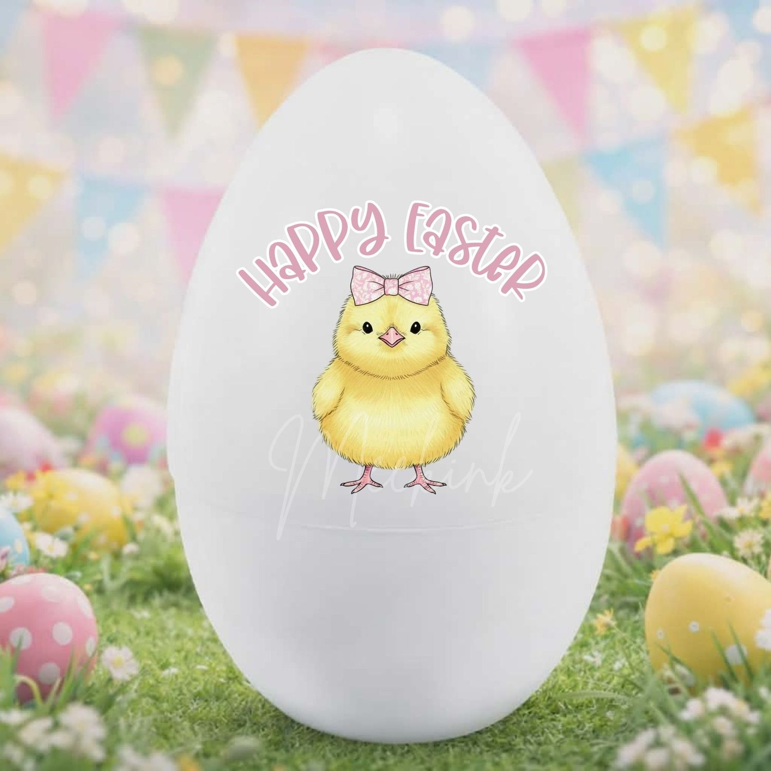 Happy Easter Pink Chick DTF or UVDTF Decal