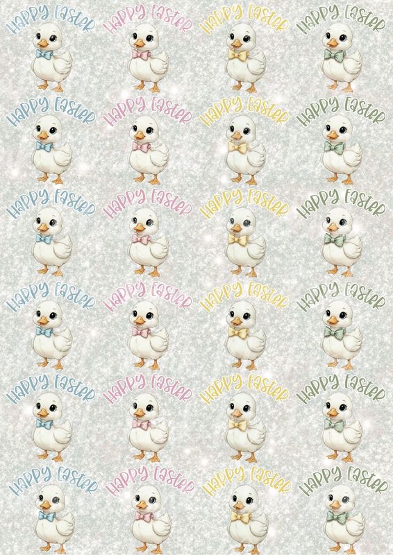 Happy Easter Dicky Bow Ducklings A3 UVDTF - DTF or SUB