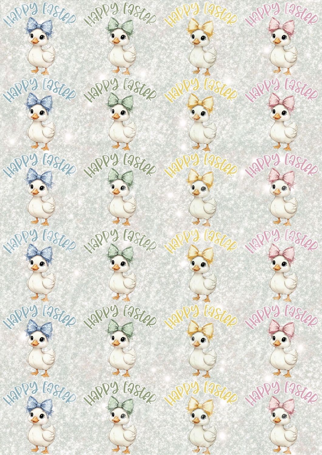 Happy Easter Dicky Hair Bow Ducklings A3 UVDTF - DTF or SUB