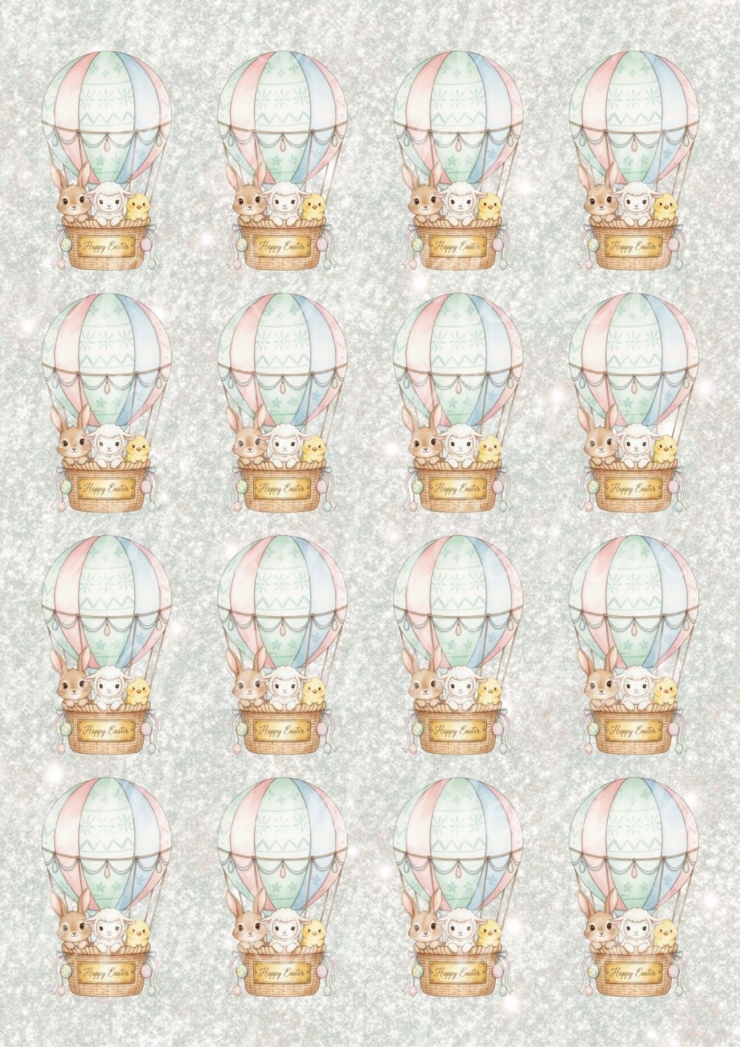 Happy Easter Hot Air Balloon A3 UVDTF - DTF or SUB