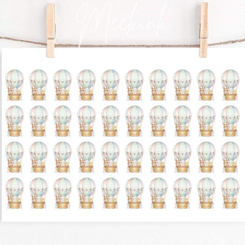 Hot Air Balloon Easter Friends Hair Bow Sheet A4 Sheet DTF or UVDTF