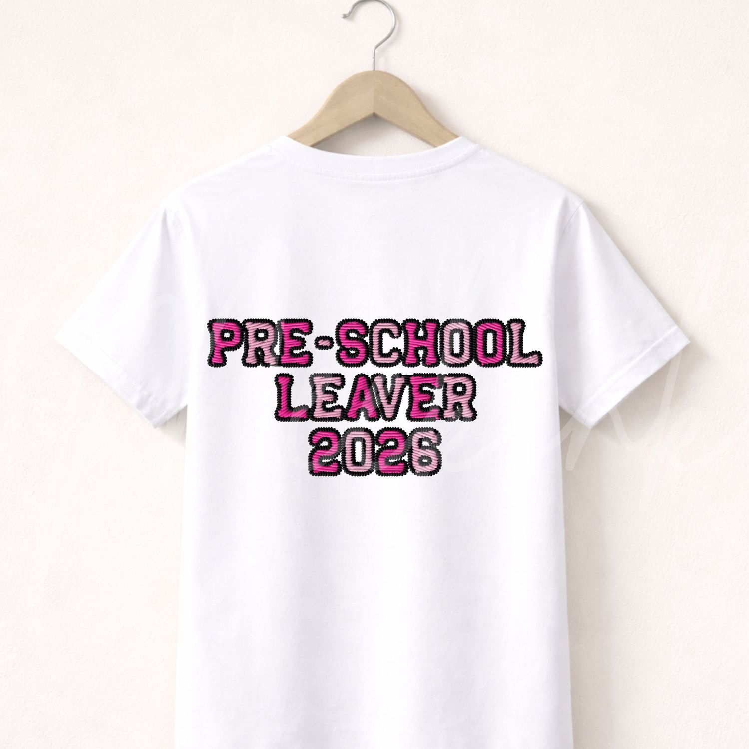 Pink Faux Embroidery Effect Pre - School Leaver DTF 2026