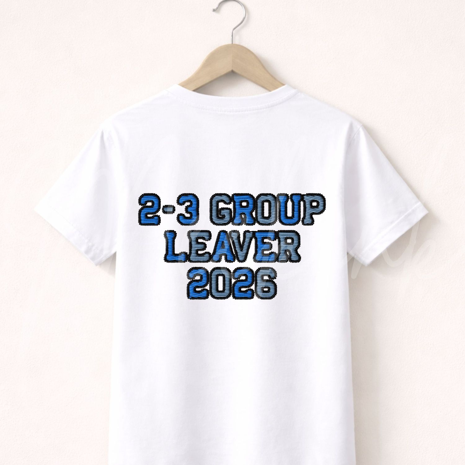 Blue Faux Embroidery Effect 2-3 Group Leaver DTF 2026