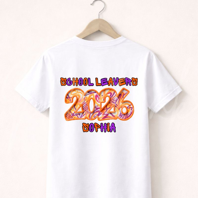 Orange Graffiti 2026 School Leavers DTF