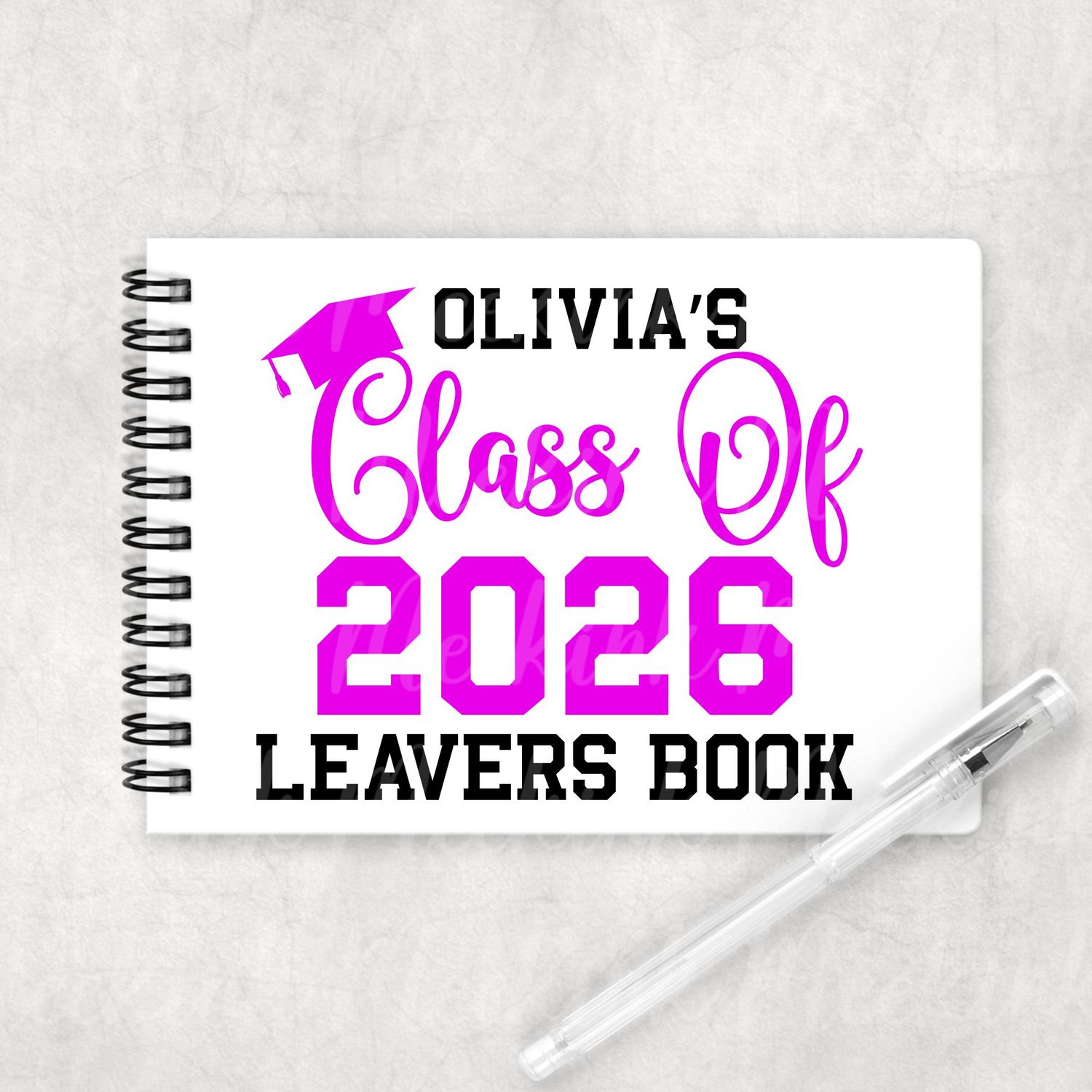 Pink Leavers Book 2026 DTF or UVDTF Decal