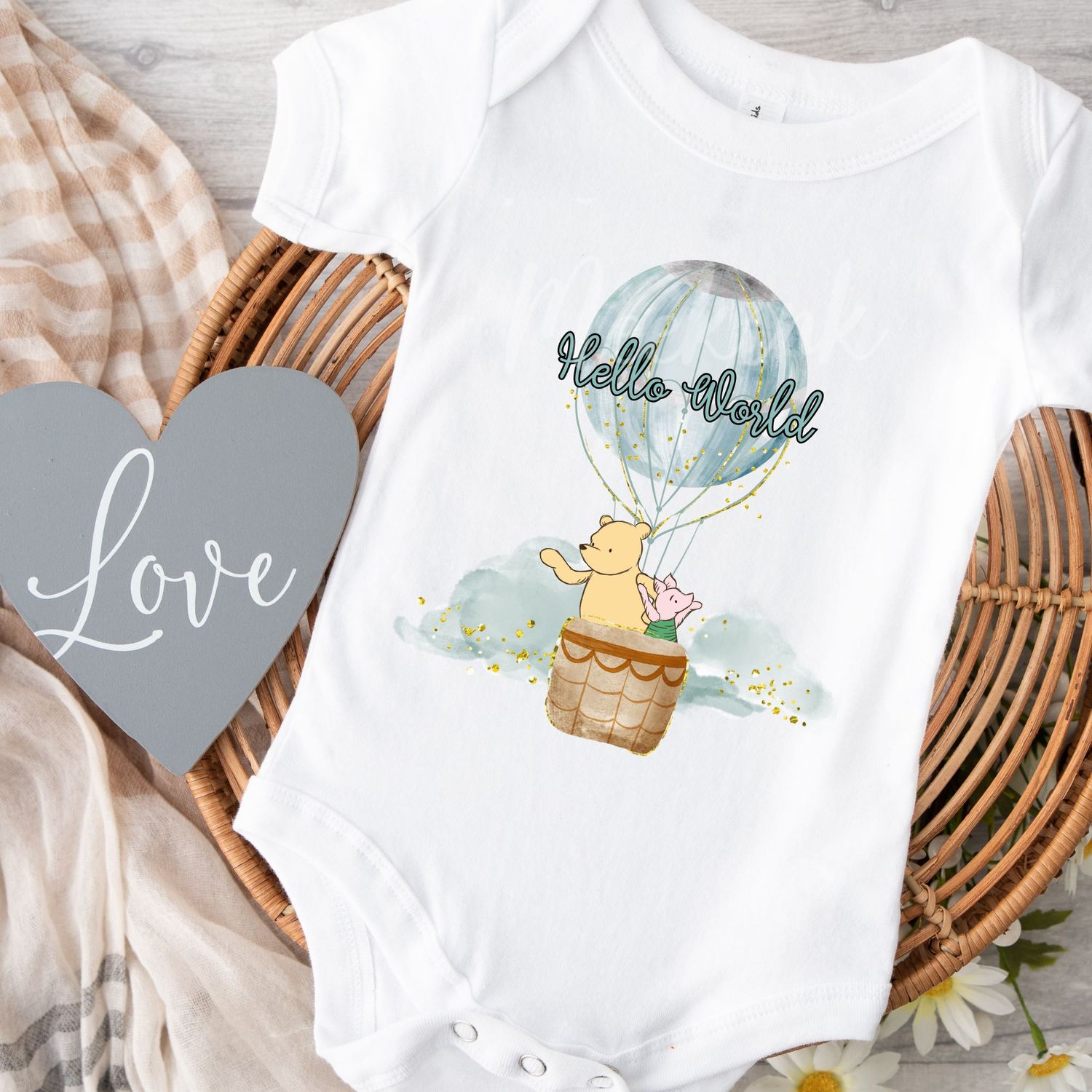 Hot Air Balloon Bear &amp; Piglet DTF DECAL