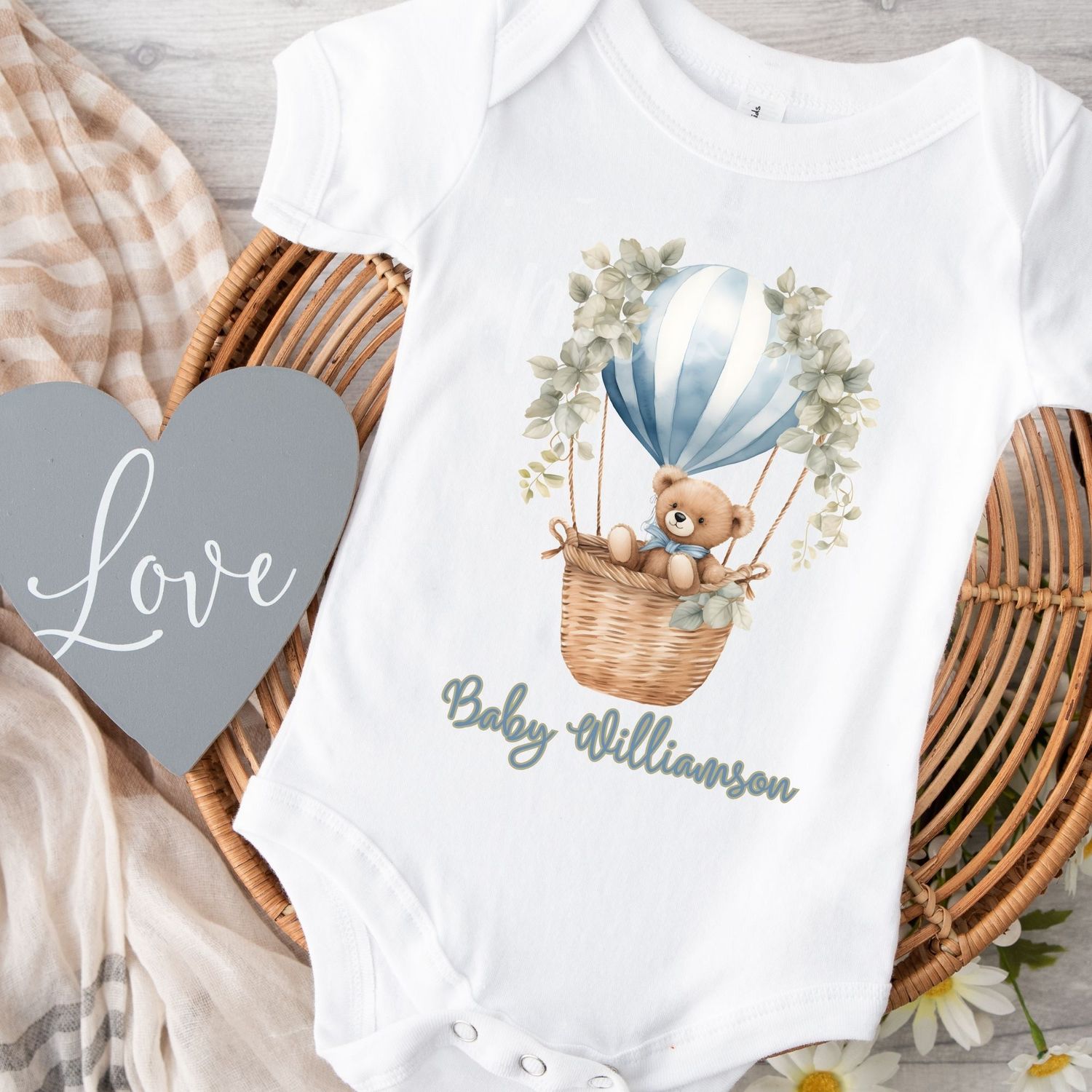 Blue Hot Air Balloon Teddy DTF DECAL