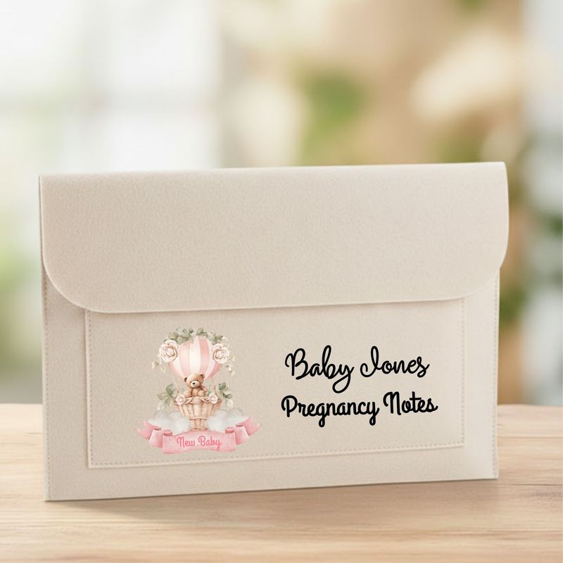 Hot Air Balloon Bear Pink New Baby DTF DECAL