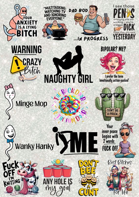 Sweary/ Sarcastic Sheet 2 A3 UVDTF - DTF or SUB