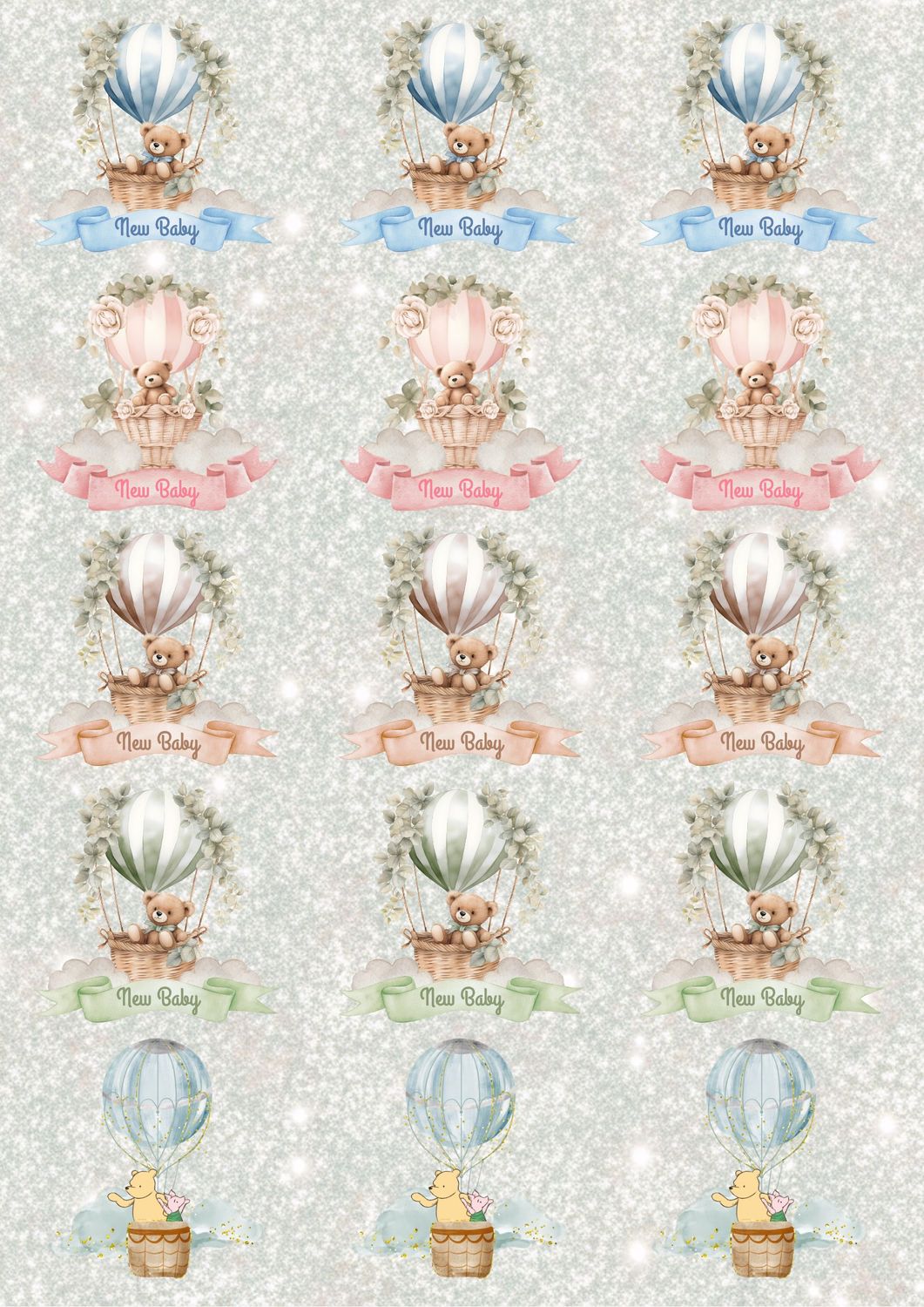 Baby Hot Air Balloon Teds A3 UVDTF - DTF or SUB