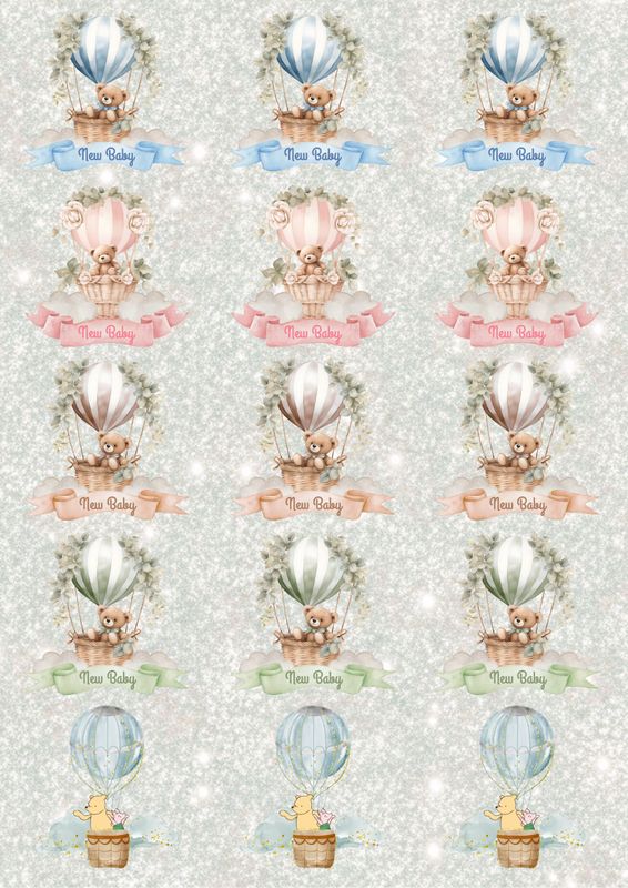 Baby Hot Air Balloon Teds A3 UVDTF - DTF or SUB