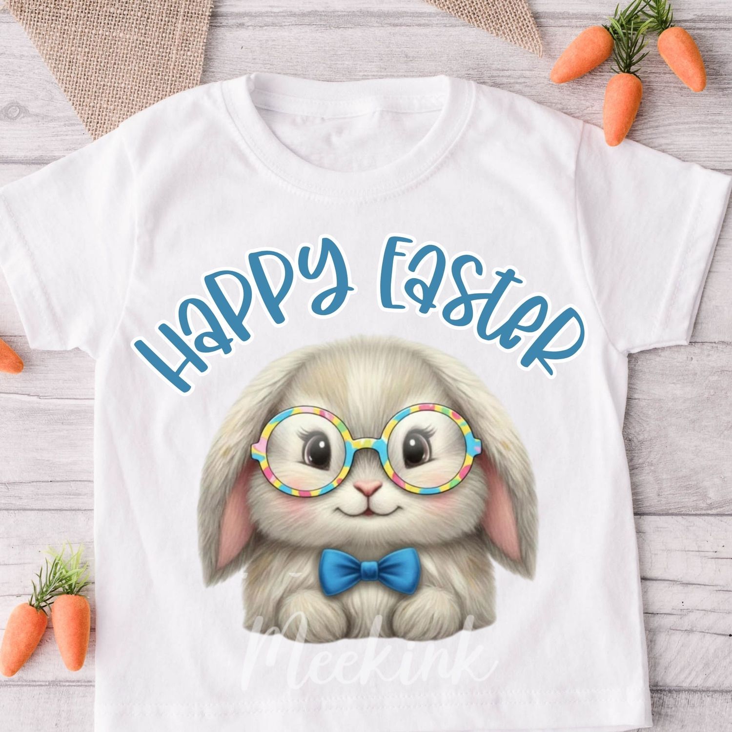 Happy Easter Bunny Blue DTF or UVDTF Decal