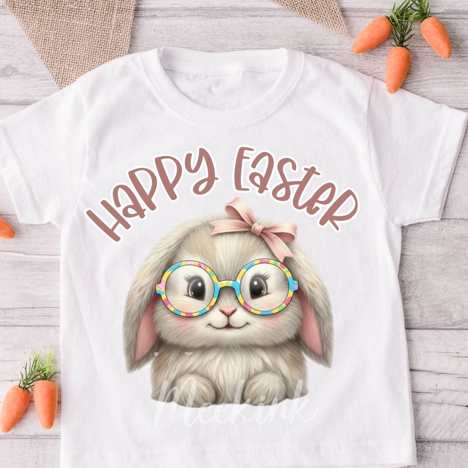 Happy Easter Bunny Pink DTF or UVDTF Decal