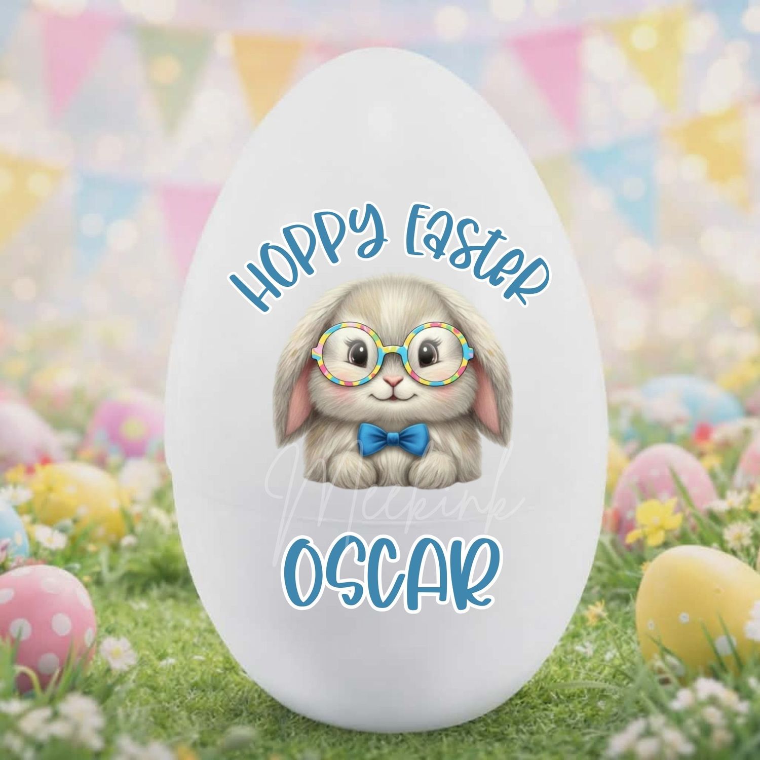 Hoppy Easter Bunny Blue DTF or UVDTF Decal