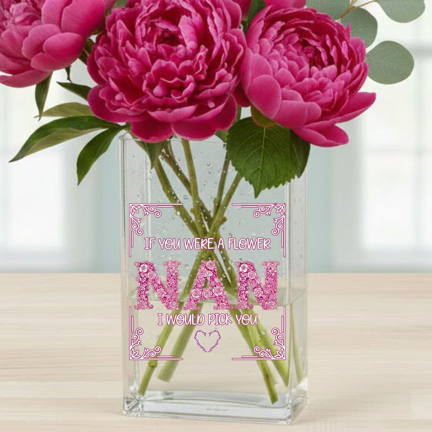 NAN Pink Floral Squared DTF or UVDTF Decal