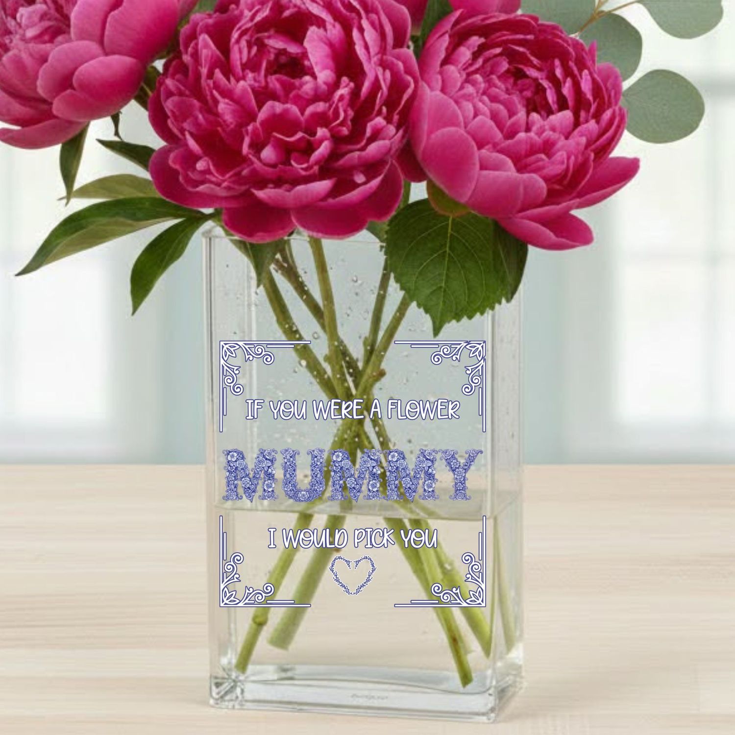 MUMMY Blue Floral Squared DTF or UVDTF Decal