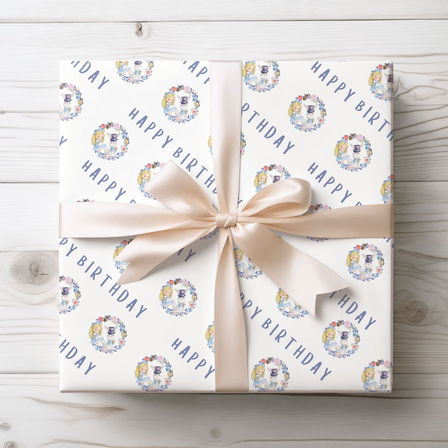 Wonderful Land Blue Happy Birthday Wrap