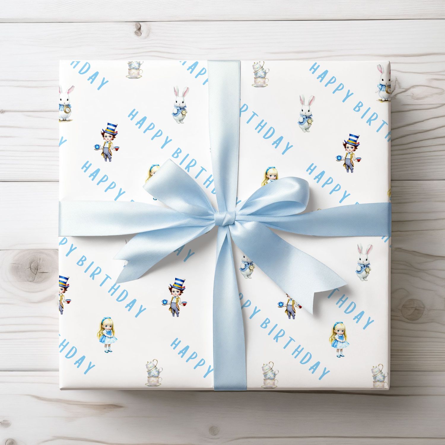 Wonderful Land Design 2 Blue Happy Birthday Wrap