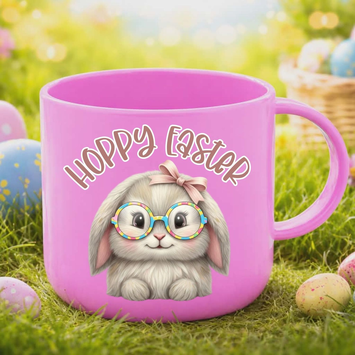 Easter Bunny Glasses Pink DTF or UVDTF Decal