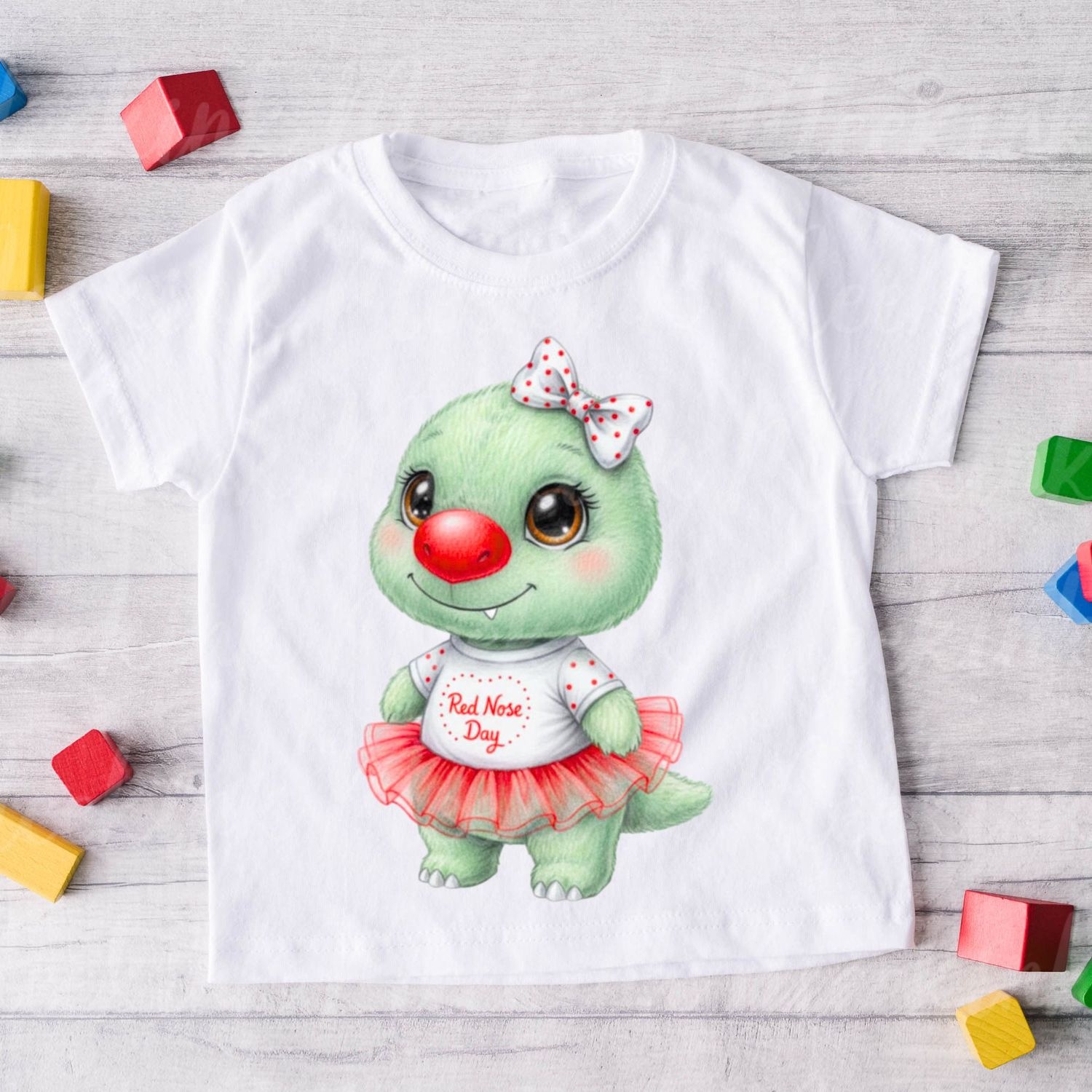 Red Nose Day Hair Bow Dino DIGITAL DOWNLOAD