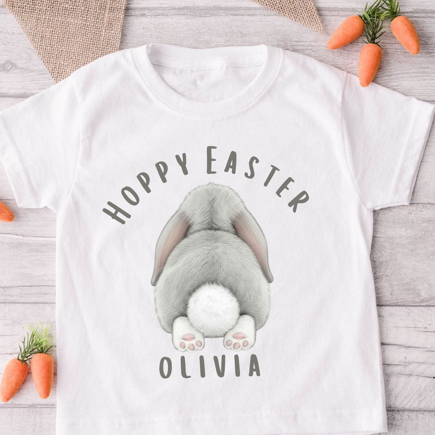 Hoppy Easter Floppy Ear Bunny Bum Grey DTF or UVDTF Decal