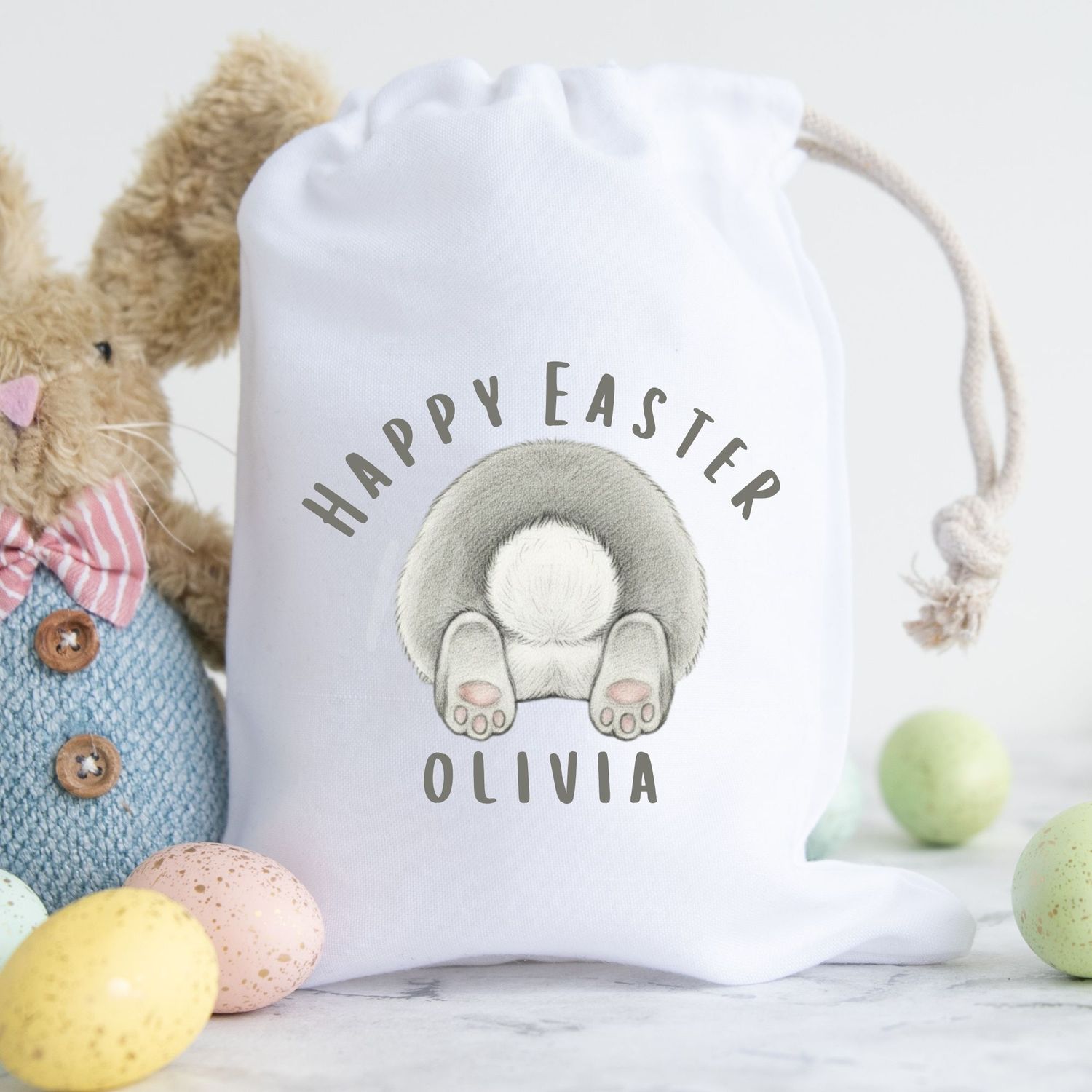 Happy Easter Bunny Bum Grey DTF or UVDTF Decal