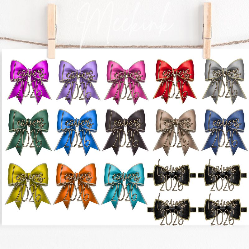 Leavers 2026 Mixed Bow A4 Sheet DTF or UVDTF