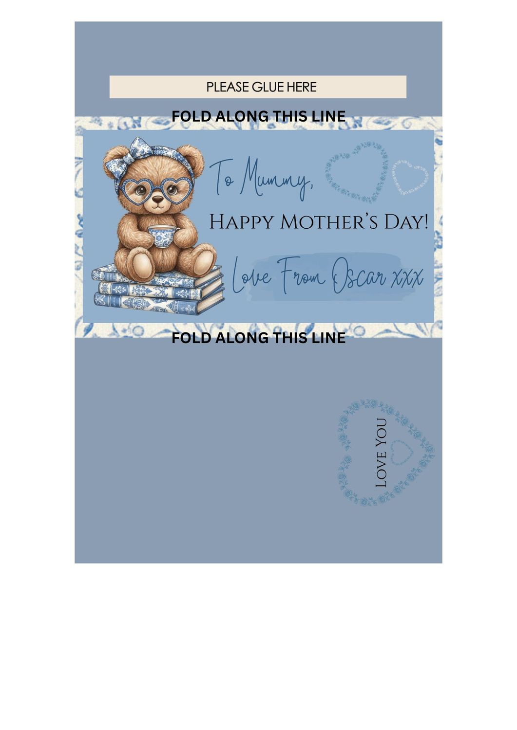 Personalised Blue Book Ted Mothers Day Chocolate Bar Wrapper