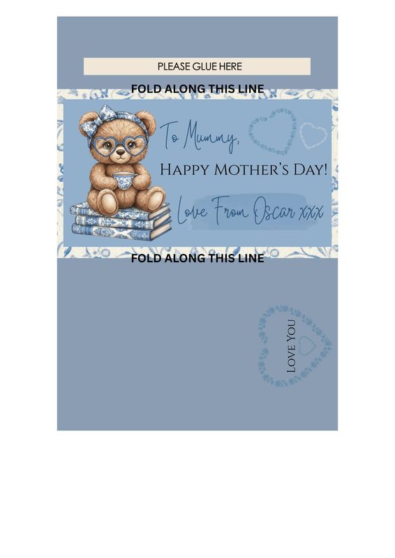 Personalised Blue Book Ted Mothers Day Chocolate Bar Wrapper