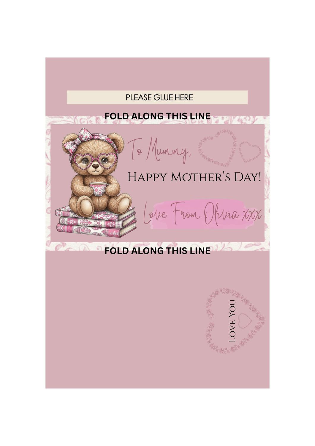 Personalised Pink Book Ted Mothers Day Chocolate Bar Wrapper