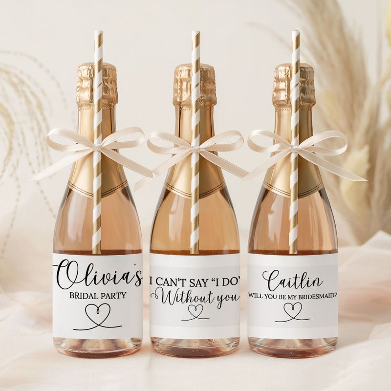 Bridal Party Small Champagne Bottle Sticker