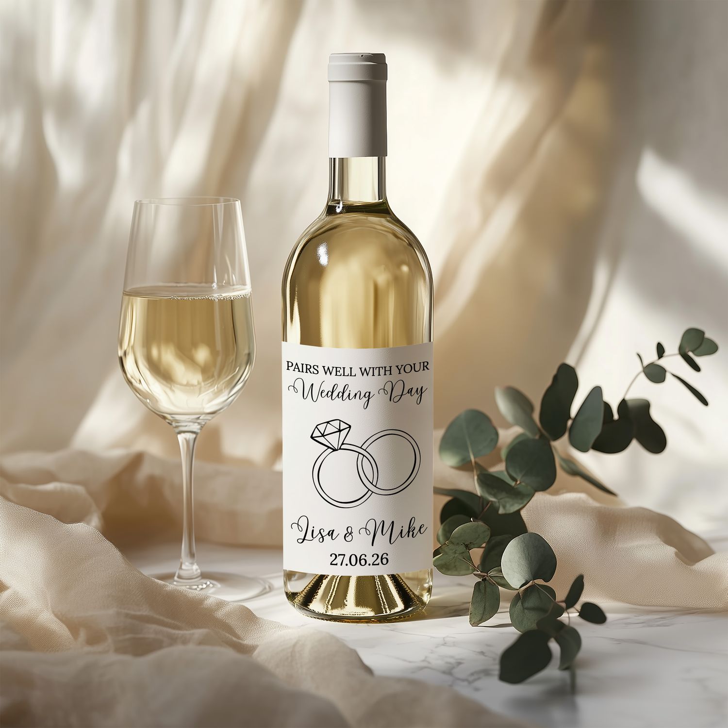 Pairs Well Personalised Wedding Bottle Sticker