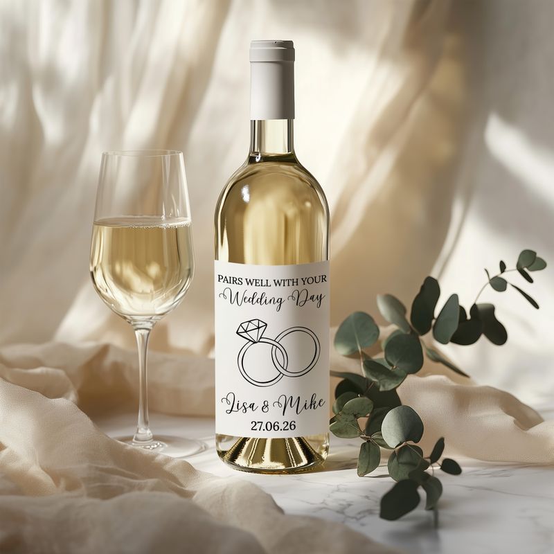 Pairs Well Personalised Wedding Bottle Sticker
