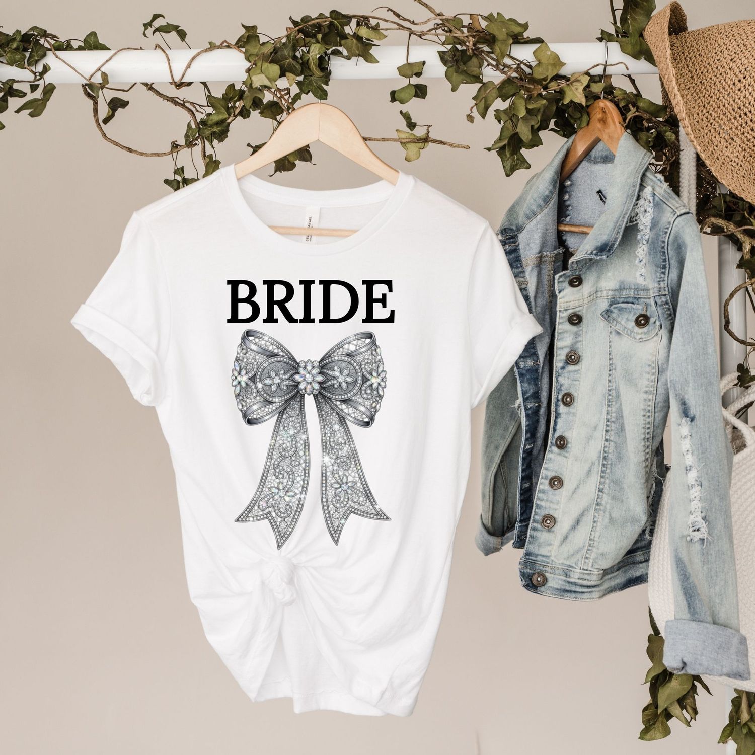 Bride Rhinestone Effect Bow DTF or UVDTF Decal