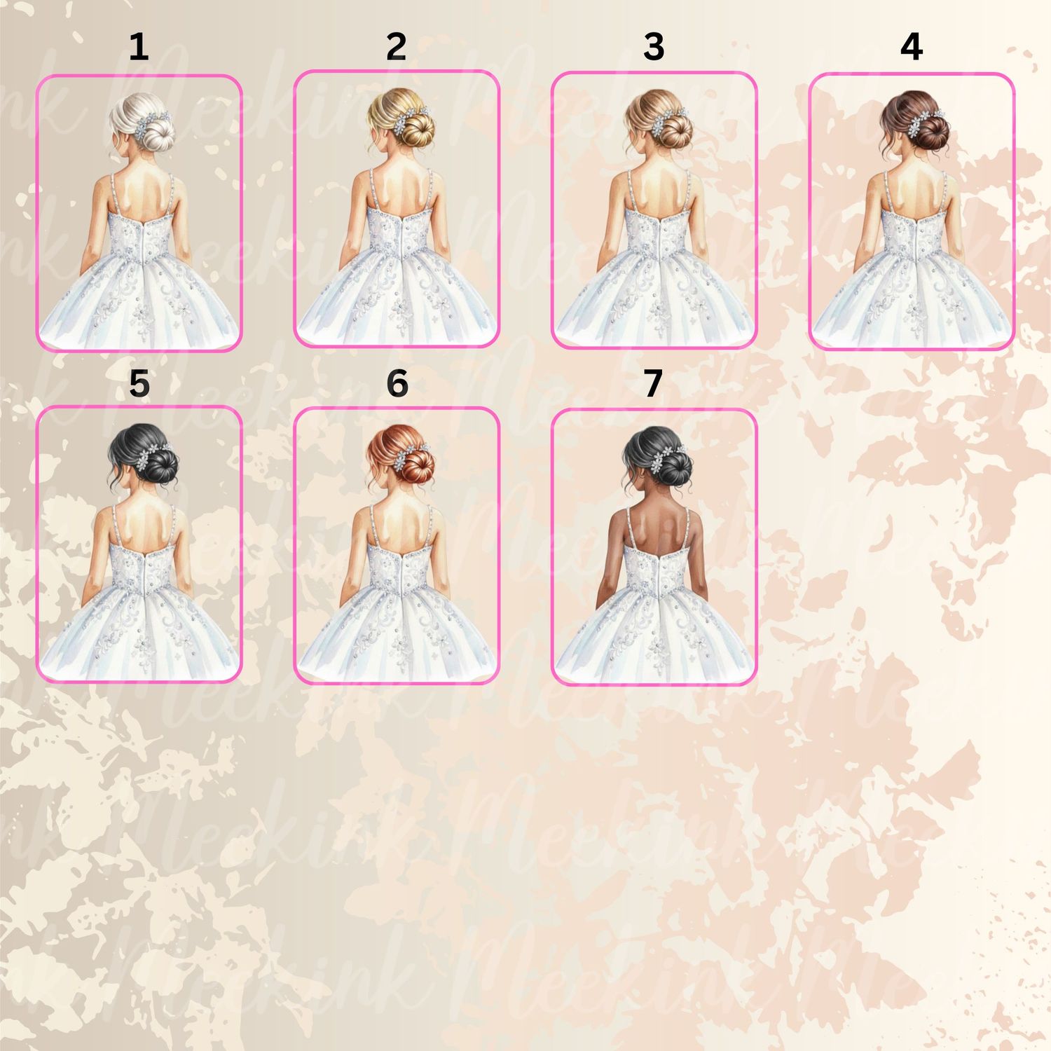 Bridal Bridesmaid Flower Girl Bun Hair DTF or UVDTF Decal