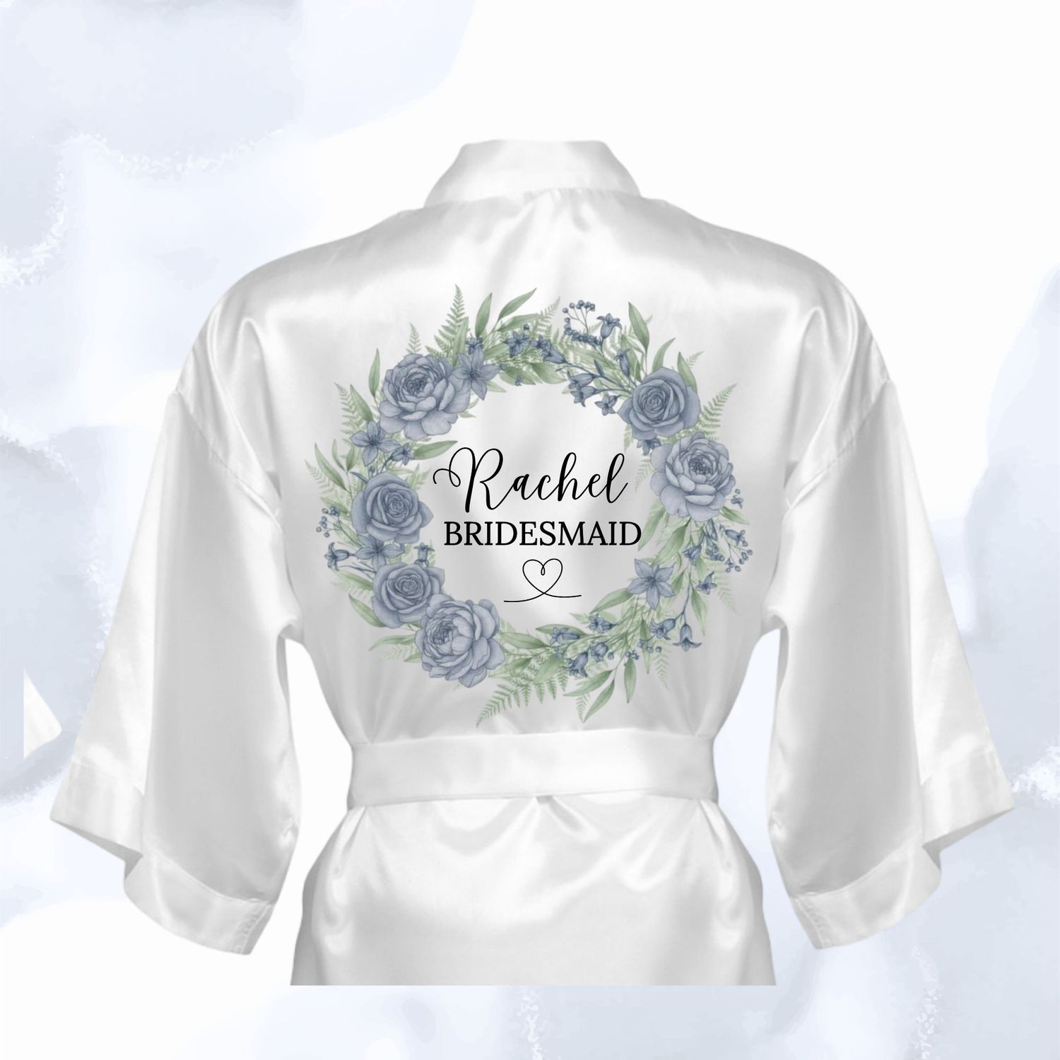 Floral Bridal Party Personalised Dusky Blue DTF or UVDTF Decal