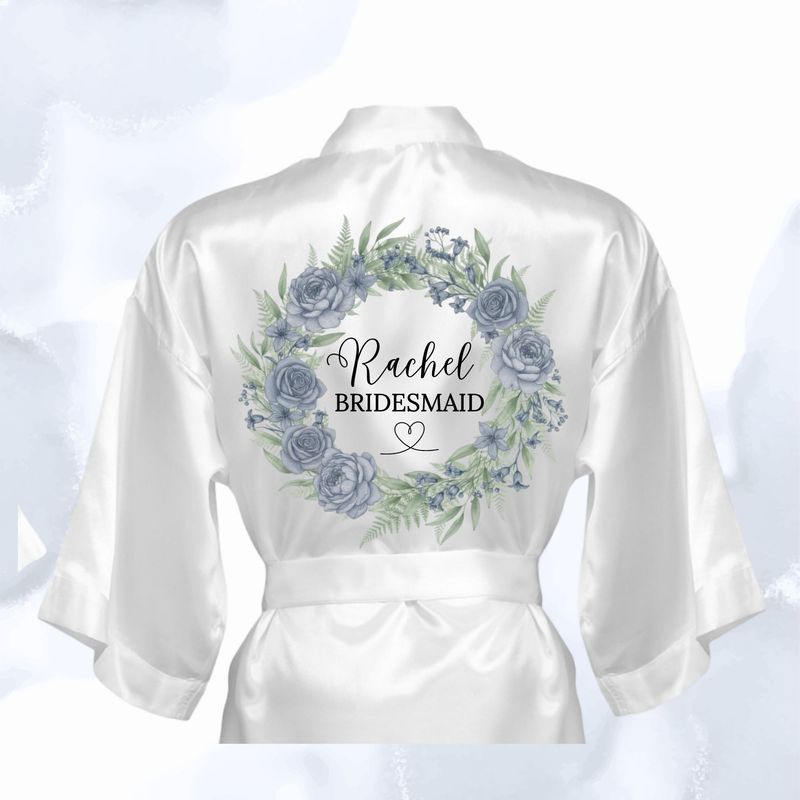 Floral Bridal Party Personalised Dusky Blue DTF or UVDTF Decal