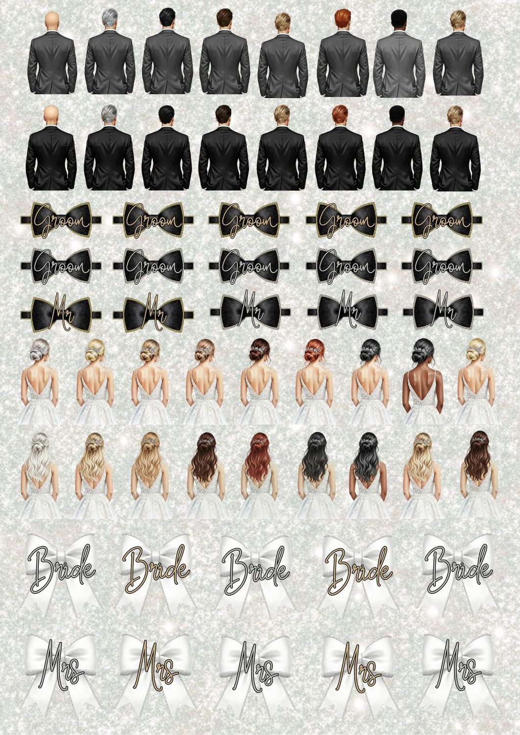 Wedding Brides &amp; Grooms A3 UVDTF - DTF or SUB