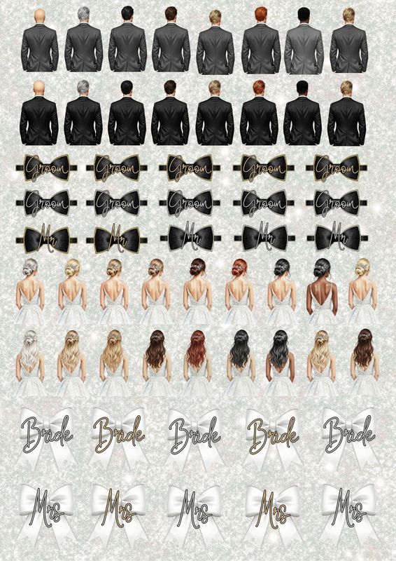 Wedding Brides &amp; Grooms A3 UVDTF - DTF or SUB