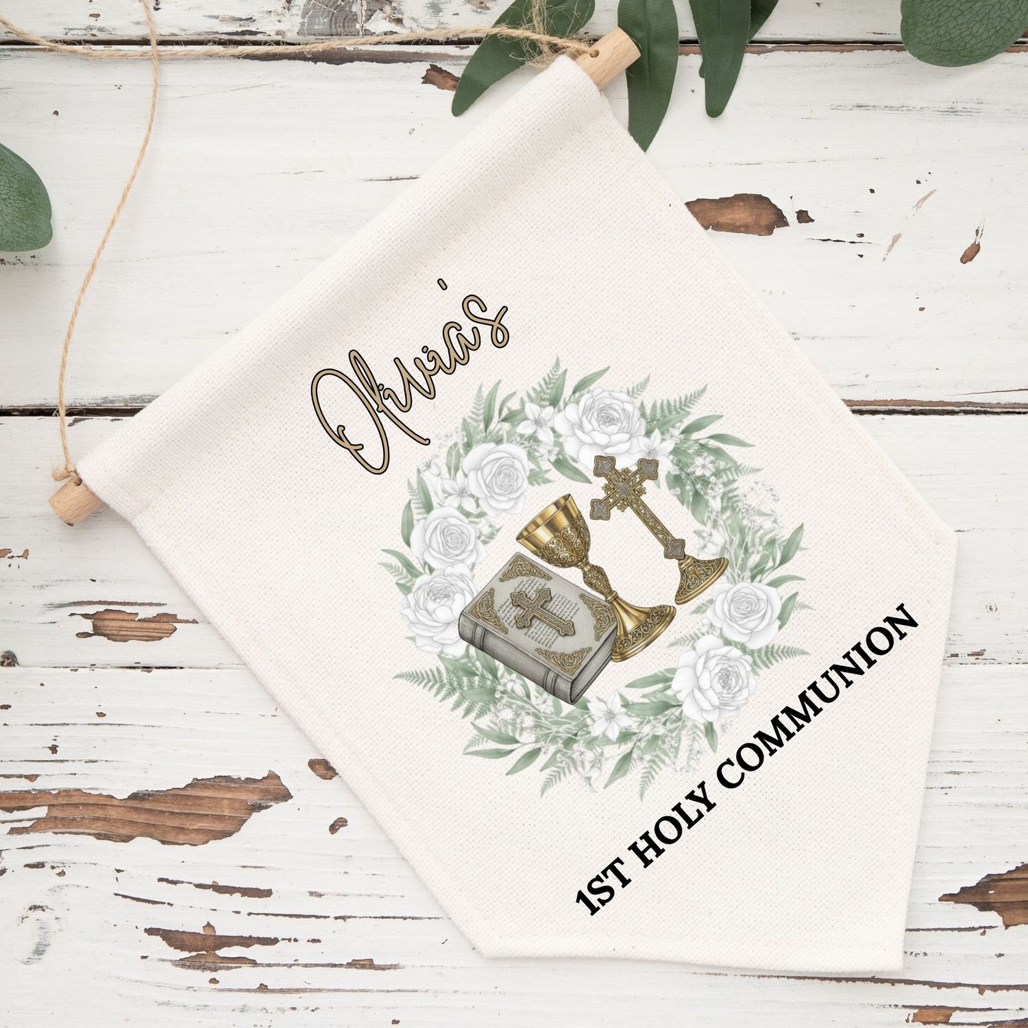 Holy Communion Floral Wreath DTF or UVDTF Decal