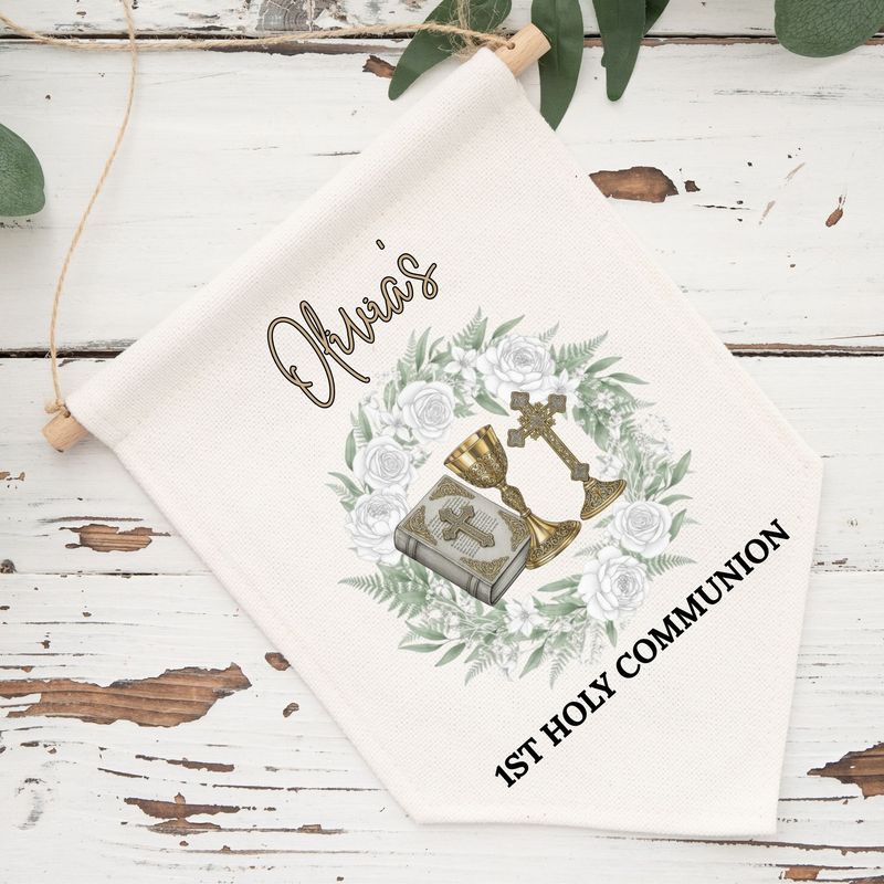 Holy Communion Floral Wreath DTF or UVDTF Decal