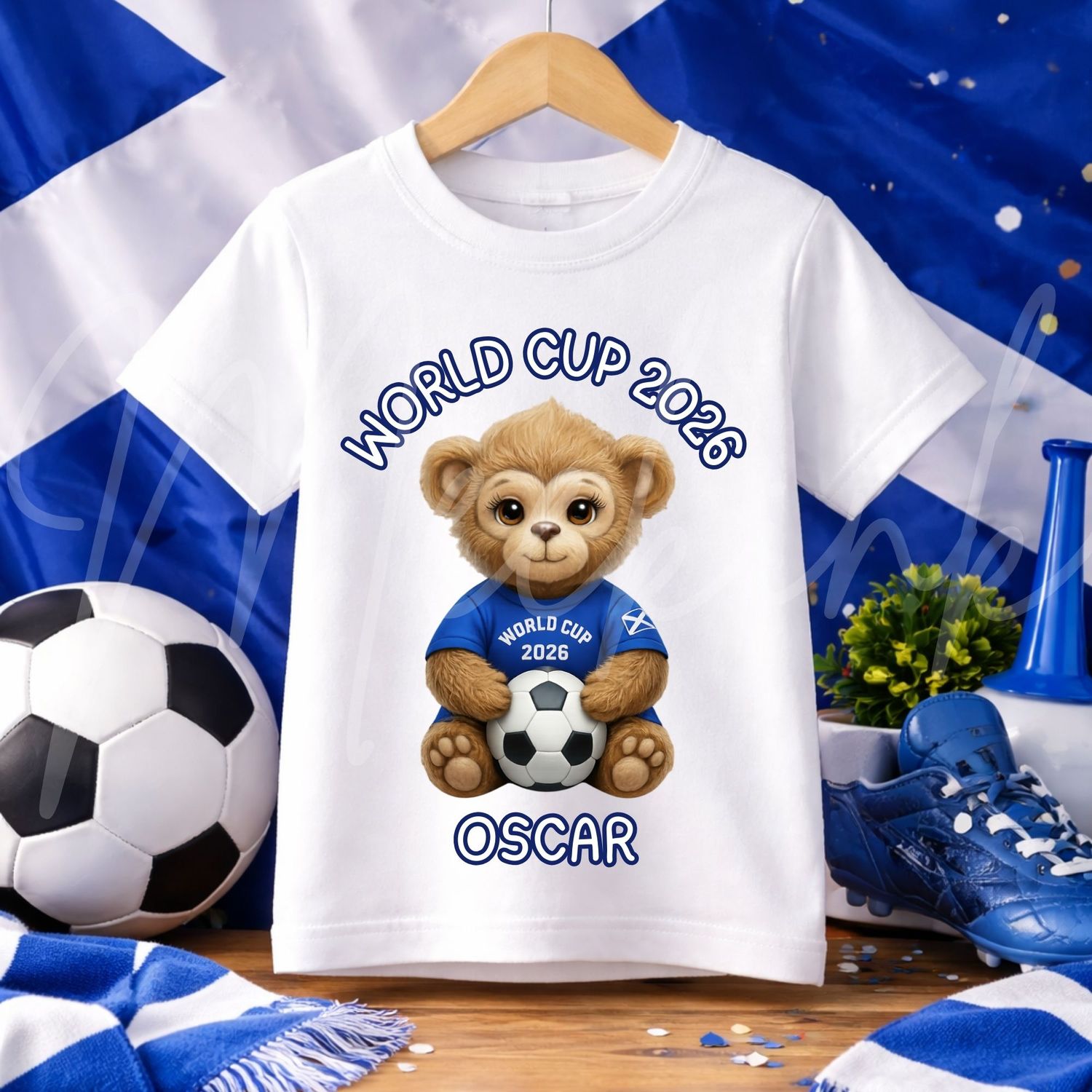 World Cup 2026 Blue T shirt Monkey Football DTF or UVDTF Decal