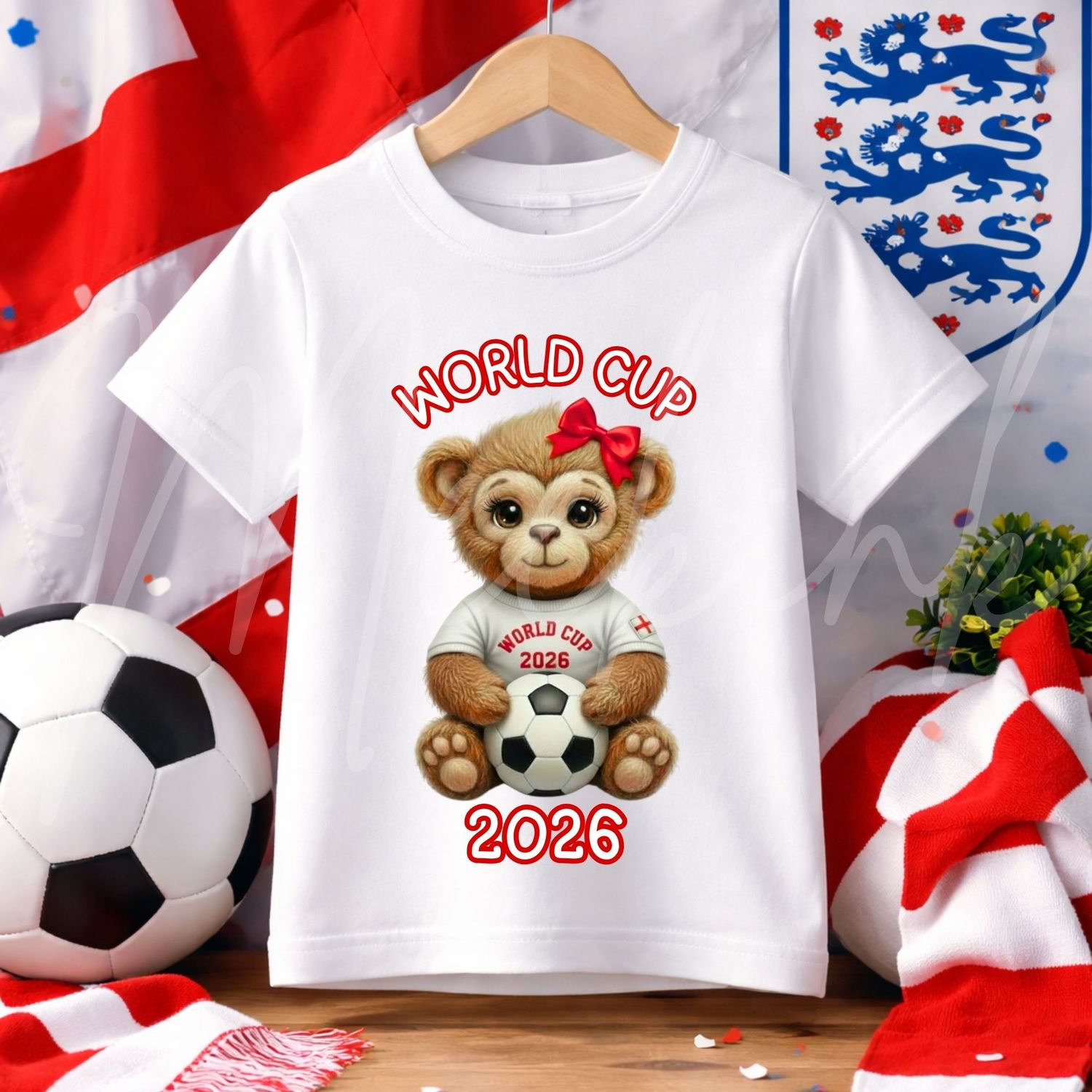 World Cup 2026 White T shirt Red Bow Monkey DTF or UVDTF Decal